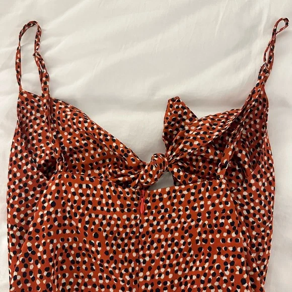 Petal & Pup Rust Polka Dot Midi Dress with Adjustable Straps - Picture 2 of 6